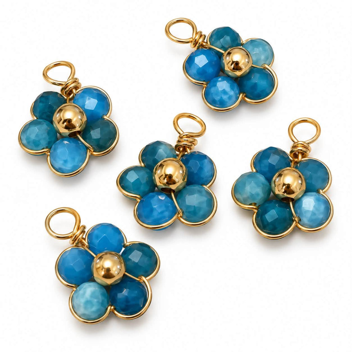 Gemstone Flower Charm - Size 15mm