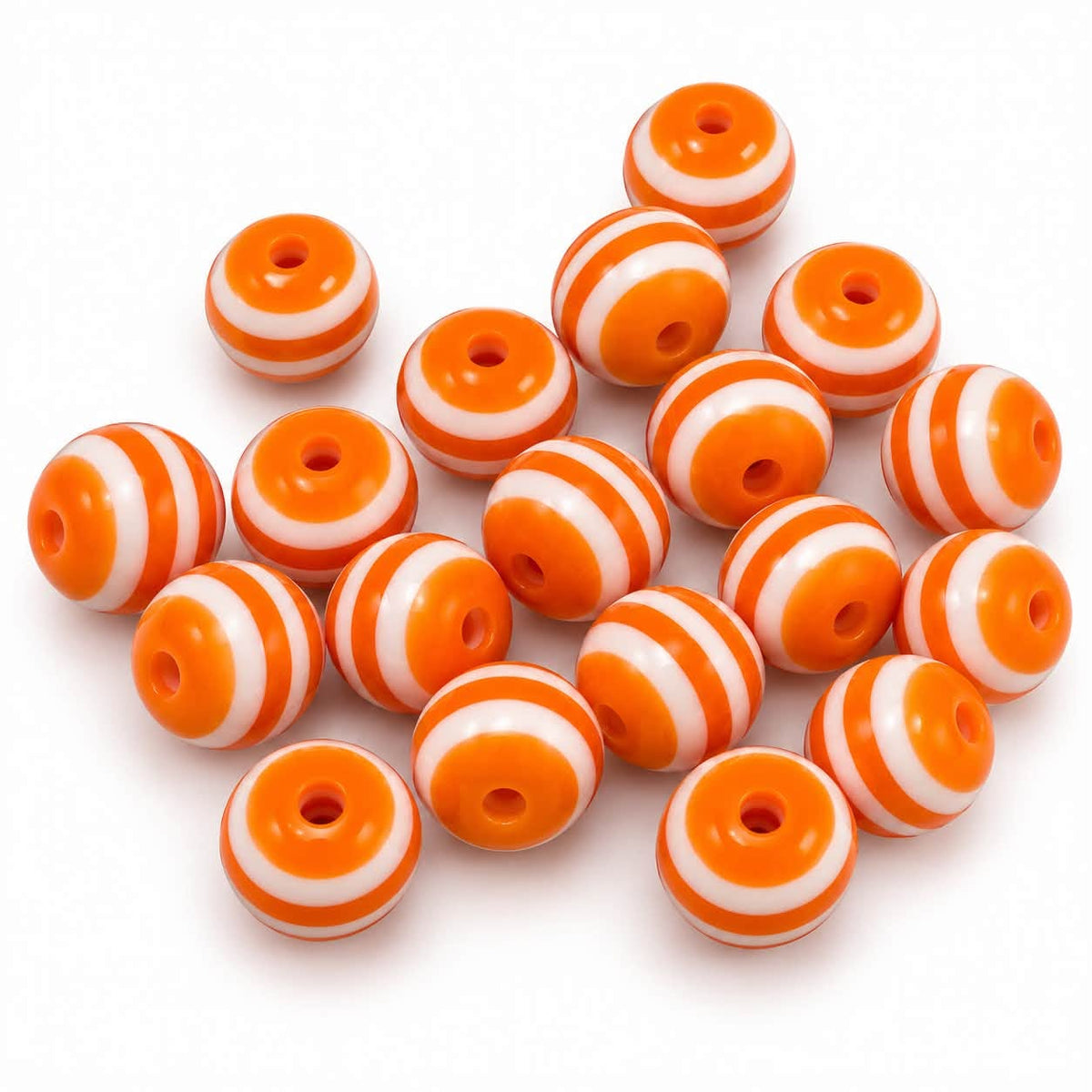 Orange Striped 10mm Beads - 20 Pack