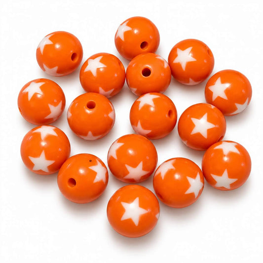 Orange Star Acrylic Bead - Size 15mm