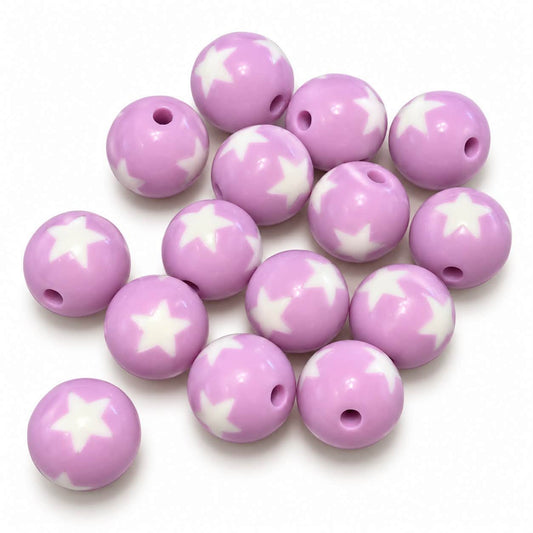 Lilac Star Acrylic Bead - Size 15mm