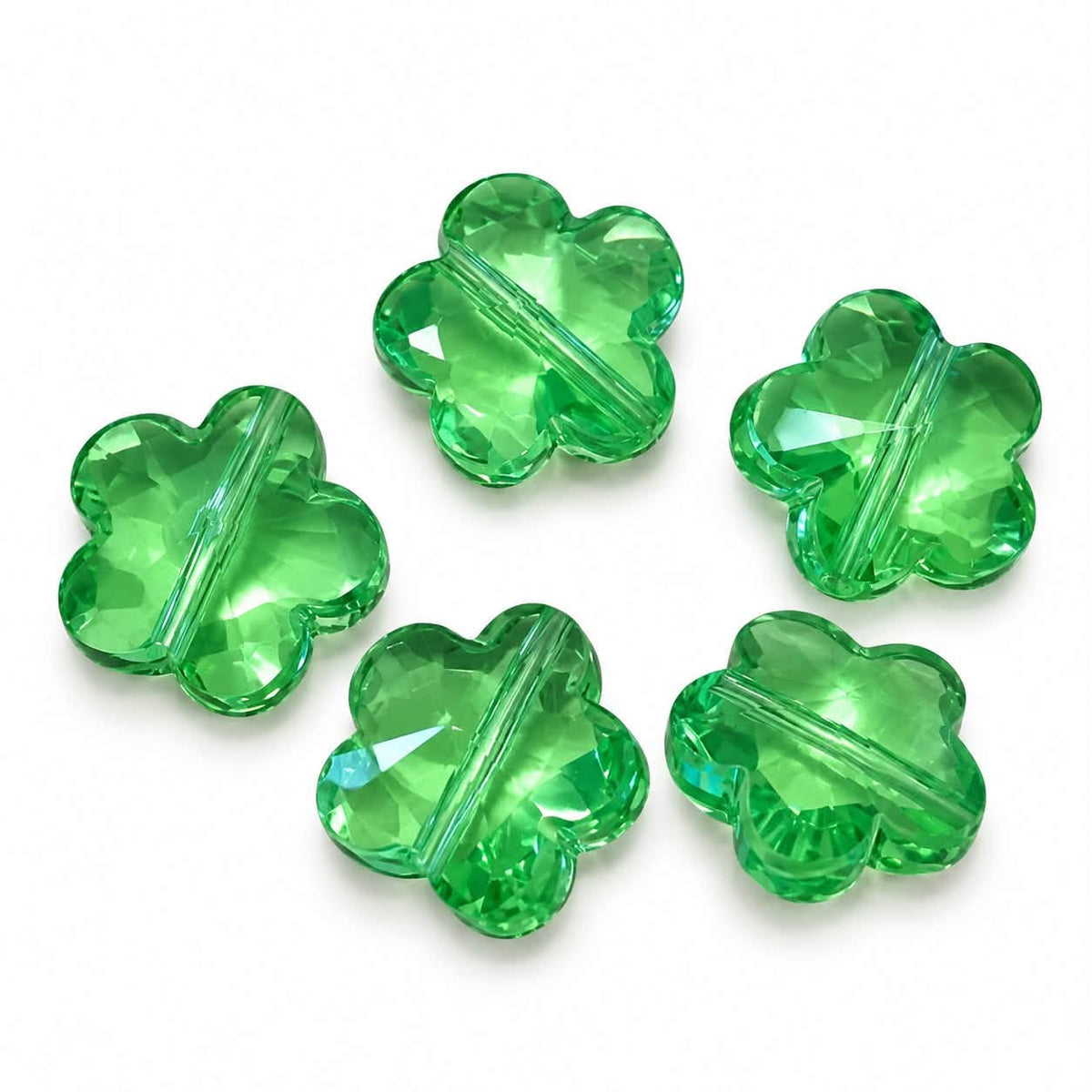 Light Green Glass Flower Bead - Size 15mm
