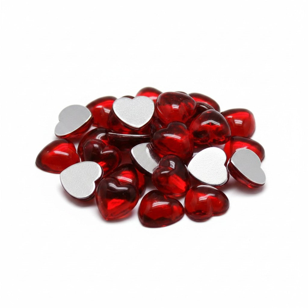Rhinestone Heart Cabochons - Pack of 10