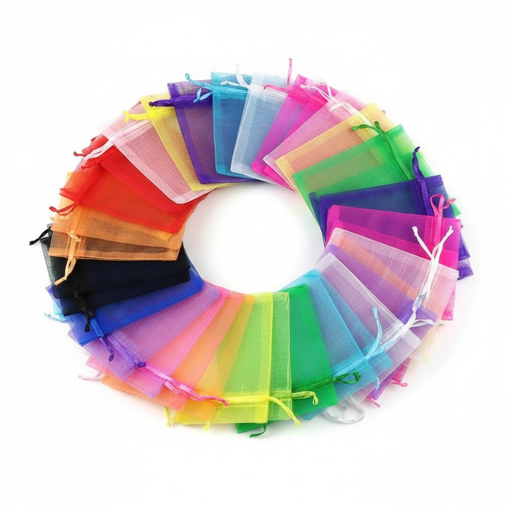 Organza Drawstring Bags Mixed Colours - Pack of 10