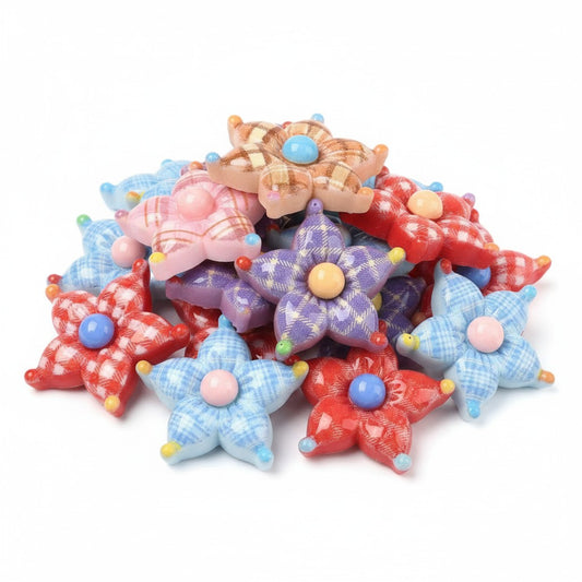Tartan Flower Embellishment - 25mm