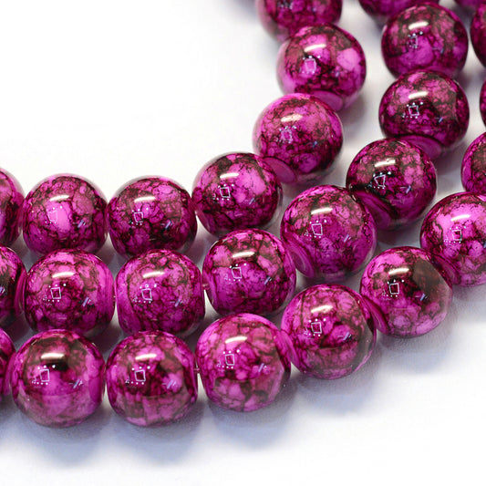 Lustered Glass Beads Round 8mm - Violet Red