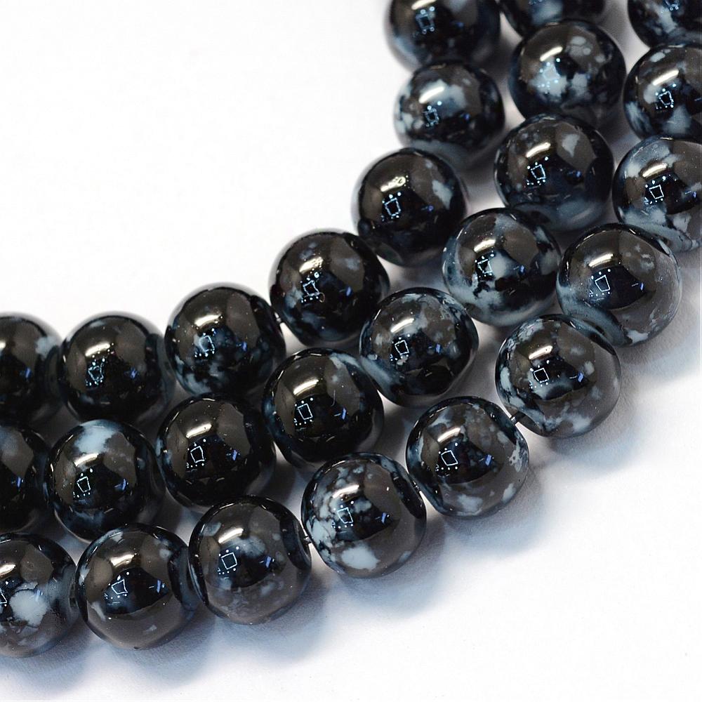 Lustered Glass Beads Round 8mm - Black