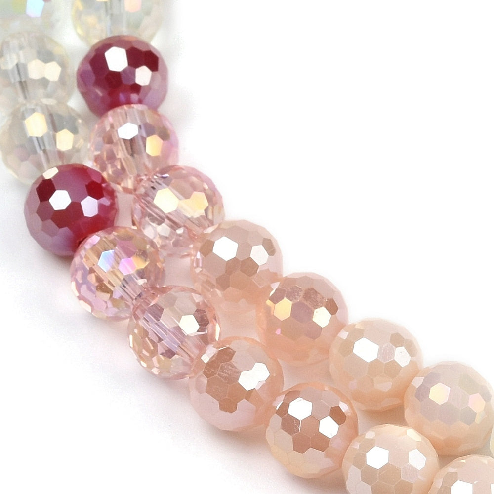 Strand of Faceted Mixed Colour Glass Beads - 8mm