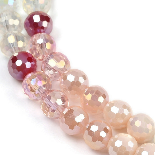 Strand of Faceted Mixed Colour Glass Beads - 8mm
