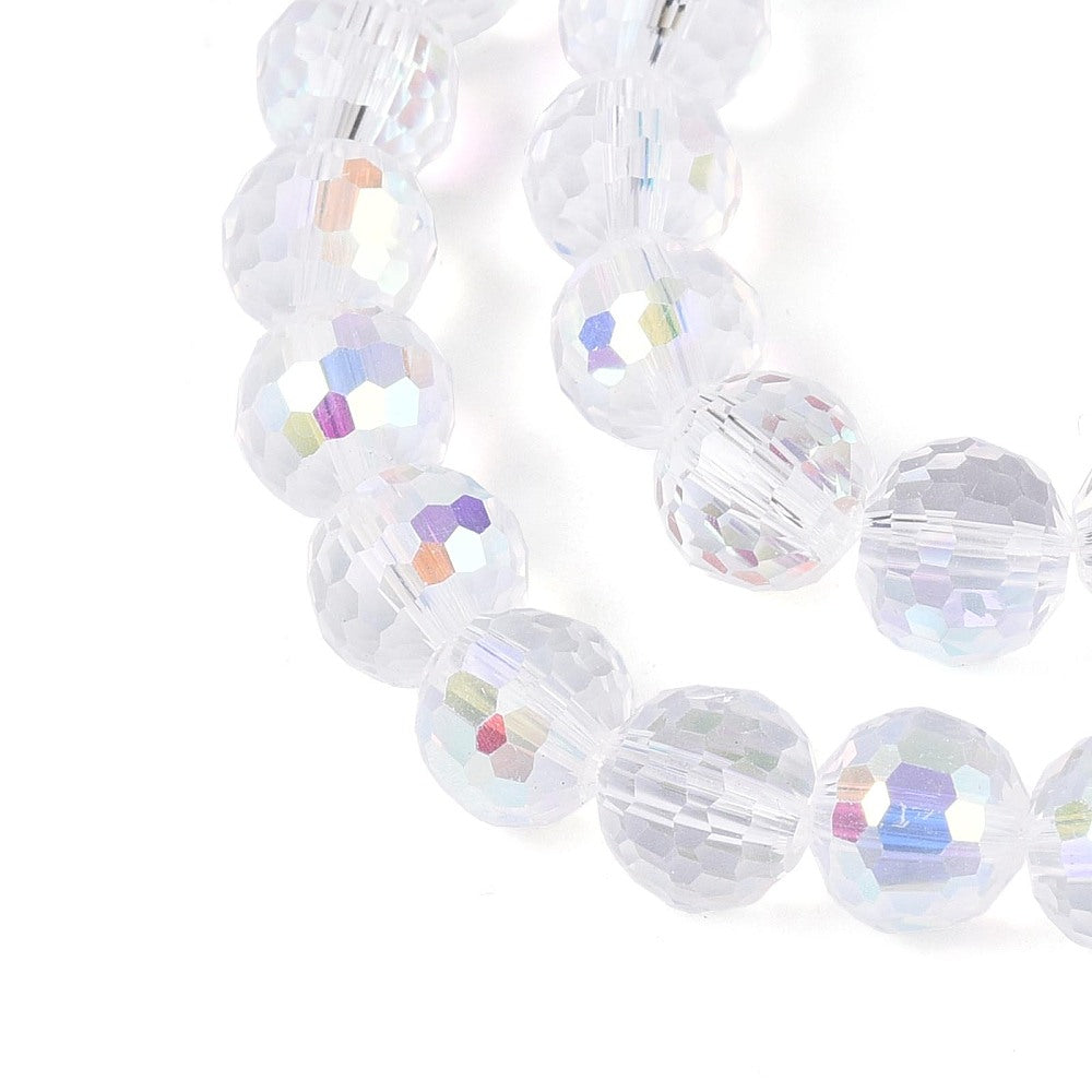 Strand of Faceted AB Clear Glass Beads - 8mm