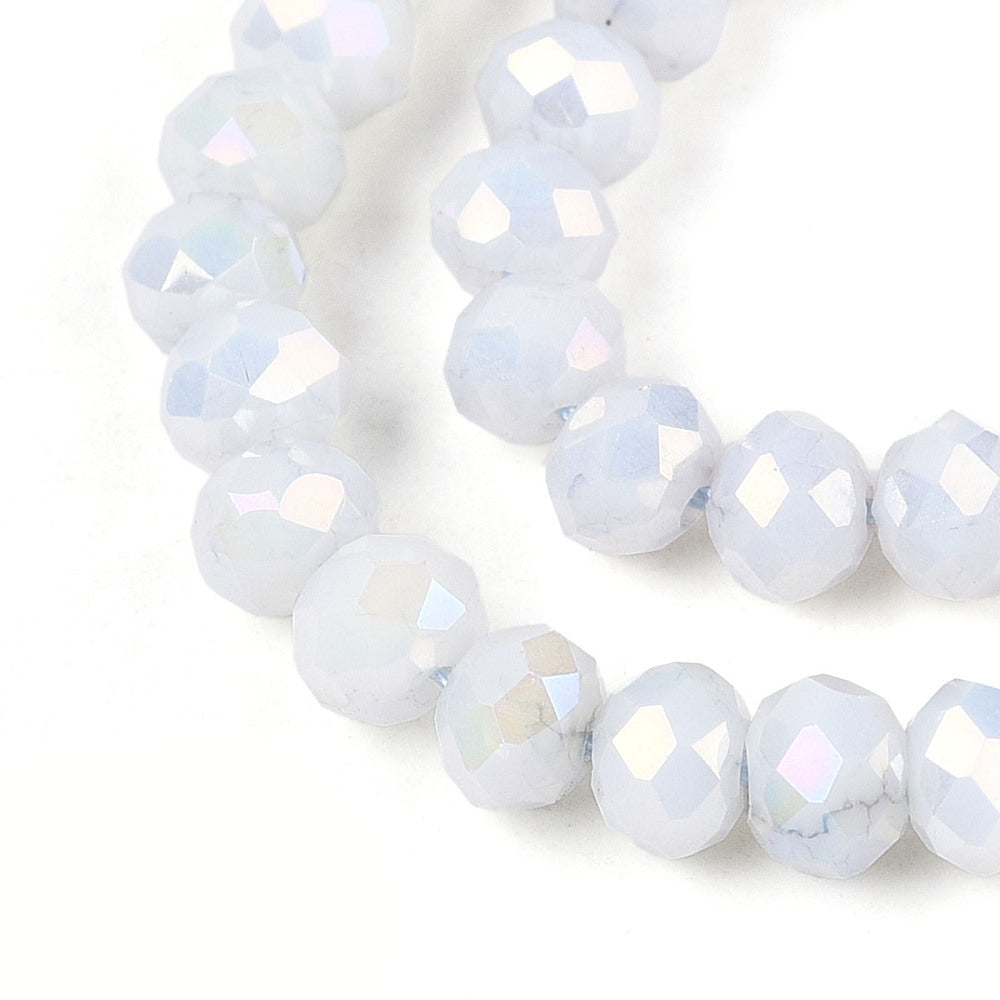 Strand of Glass Electroplate Whitesmoke AB Glass Beads - 4mm