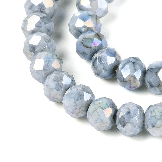 Strand of Glass Electroplate Light Grey AB Glass Beads - 4mm