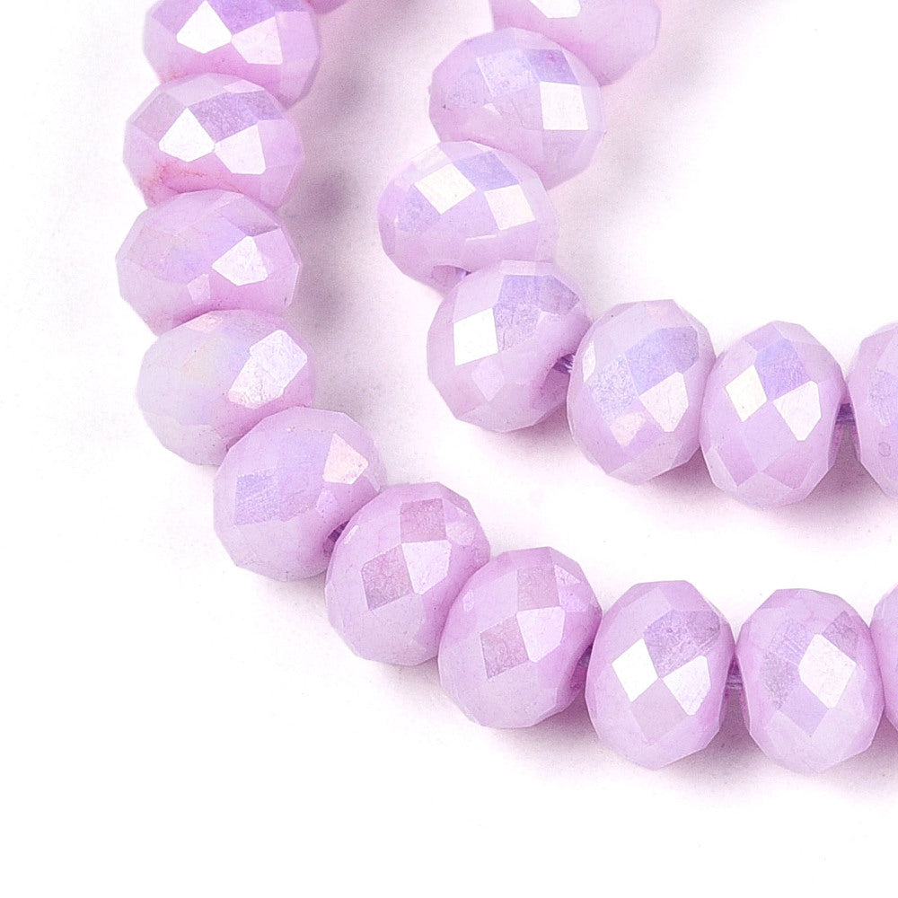 Strand of Glass Electroplate Plum AB Glass Beads - 6x4mm
