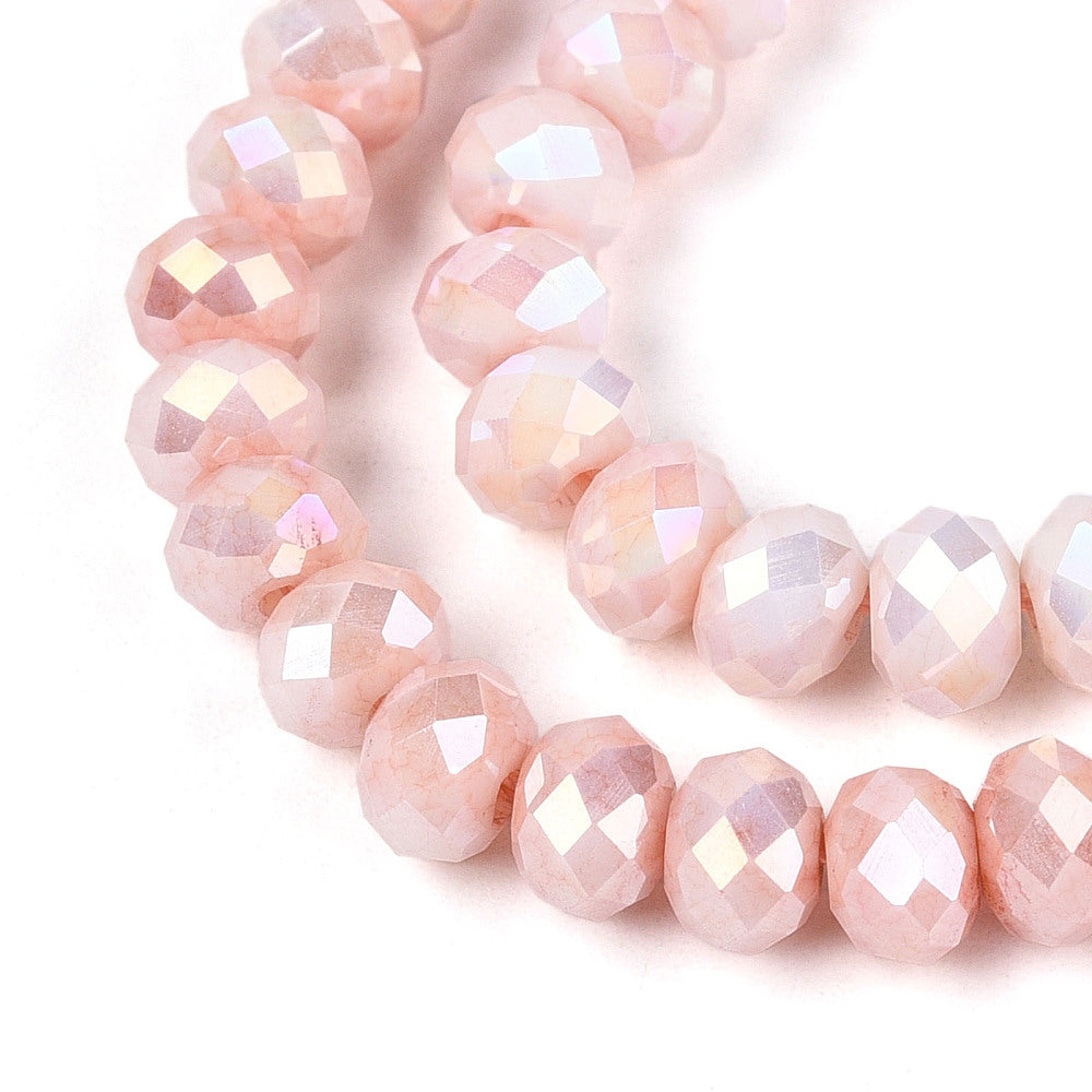 Strand of Glass Electroplate Dark Salmon AB Glass Beads - 6x4mm