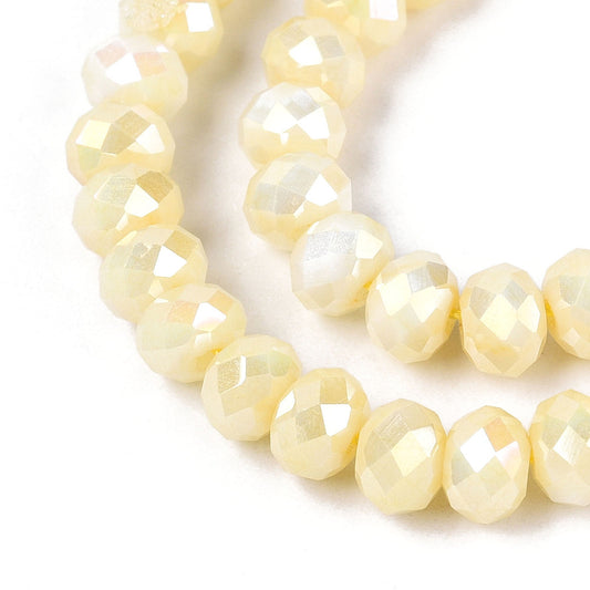 Strand of Glass Electroplate Champagne Yellow AB Glass Beads - 6x4mm