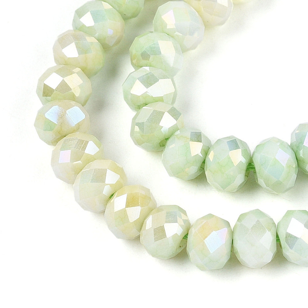 Strand of Glass Electroplate Honeydew AB Glass Beads - 6x4mm