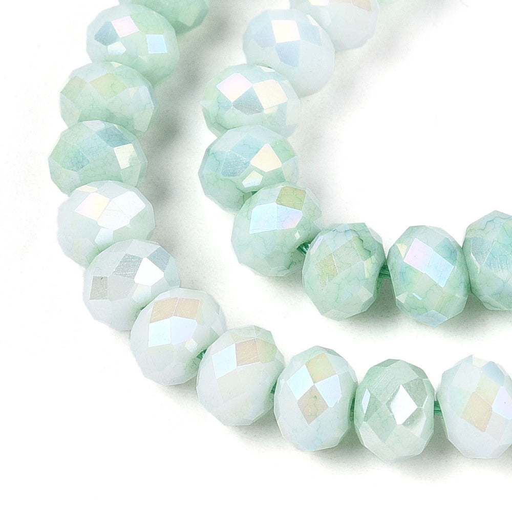Strand of Glass Electroplate Light Cyan AB Glass Beads - 6x4mm
