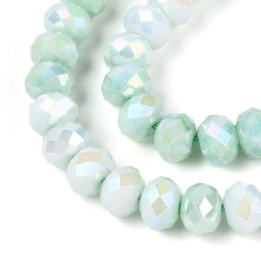 Strand of Glass Electroplate Light Cyan AB Glass Beads - 6x4mm
