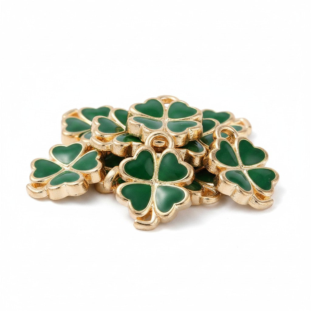 Clover Enamel Charms - Pack of 10