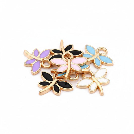 Dragonfly Mixed Enamel Charms - Pack of 10