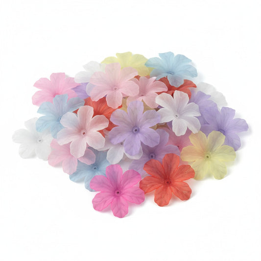 Mixed Coloured Flower Acrylic Beads - Pack of 10