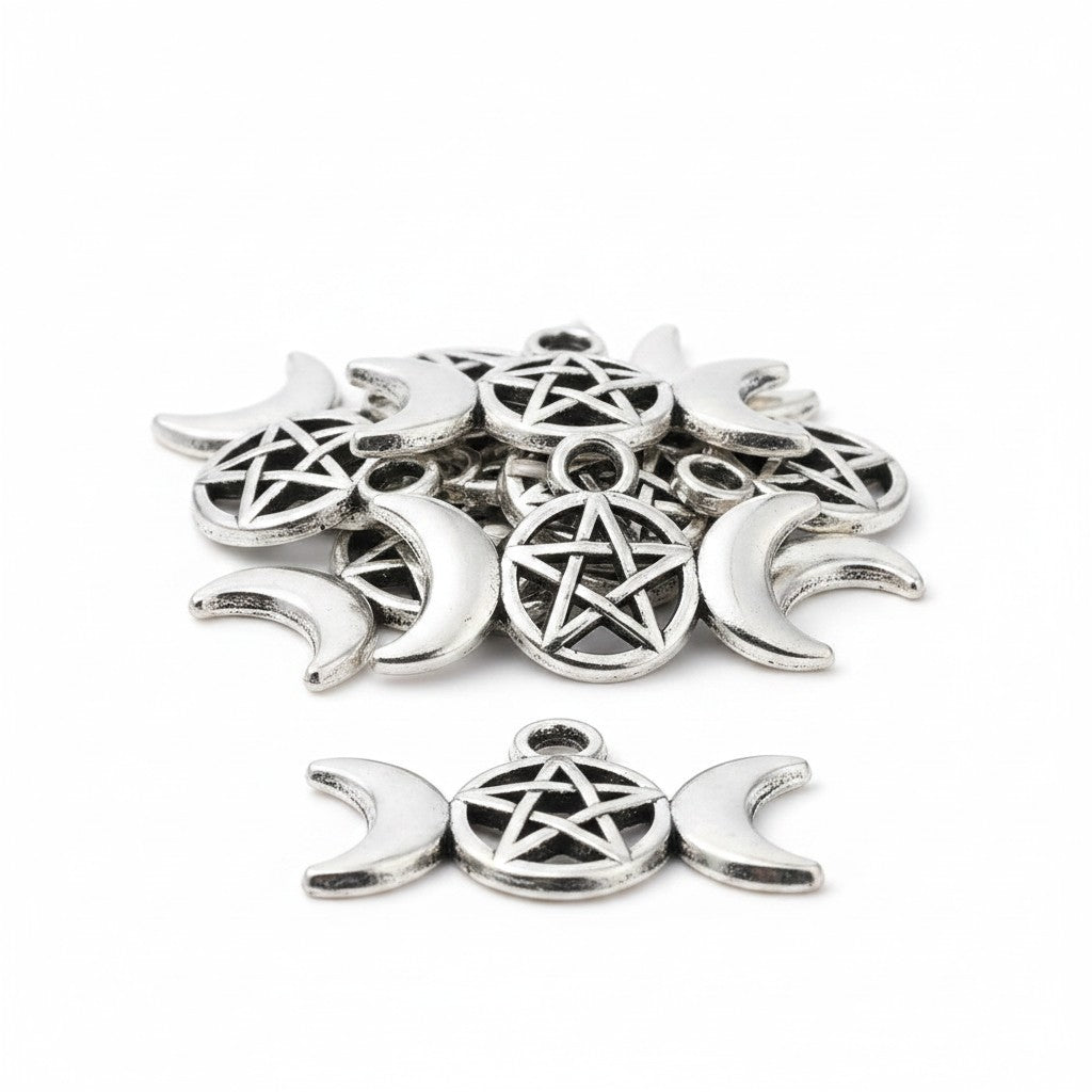 Triple Goddess Pentagram Charm - Pack of 10