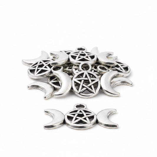 Triple Goddess Pentagram Charm - Pack of 10