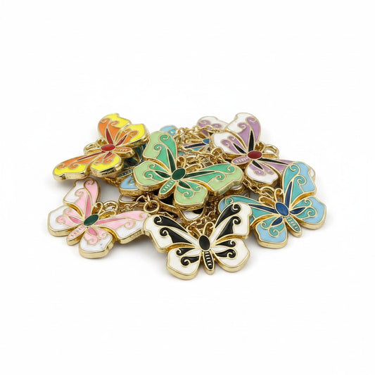 Butterfly Enamel Mixed Charms - Pack of 6