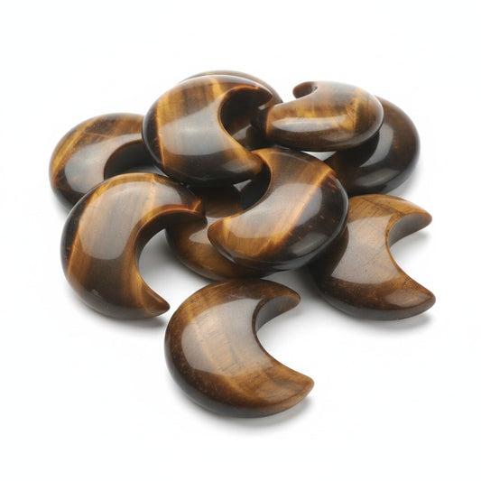 Tiger Eye Gemstone Cabochon Moon Shaped - 35x29mm