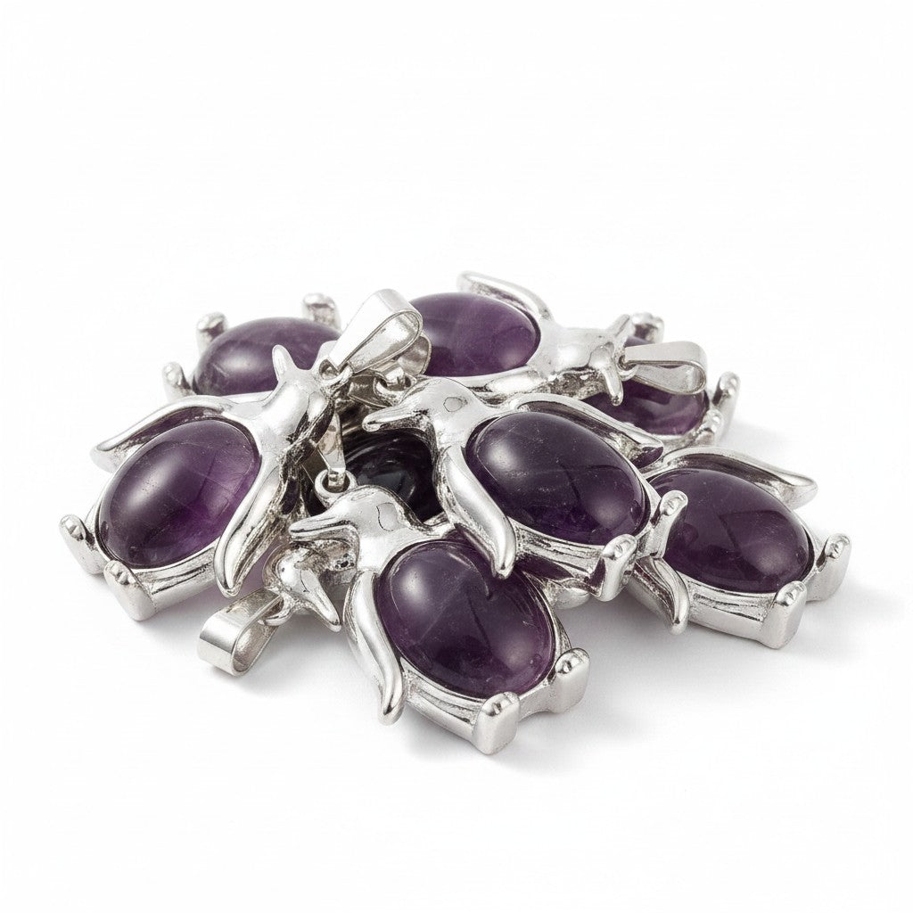 Penguin Gemstone Amethyst Pendant