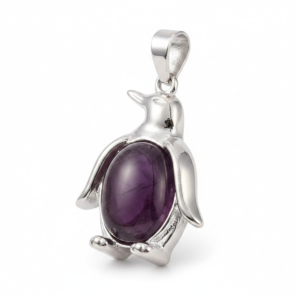 Penguin Gemstone Amethyst Pendant