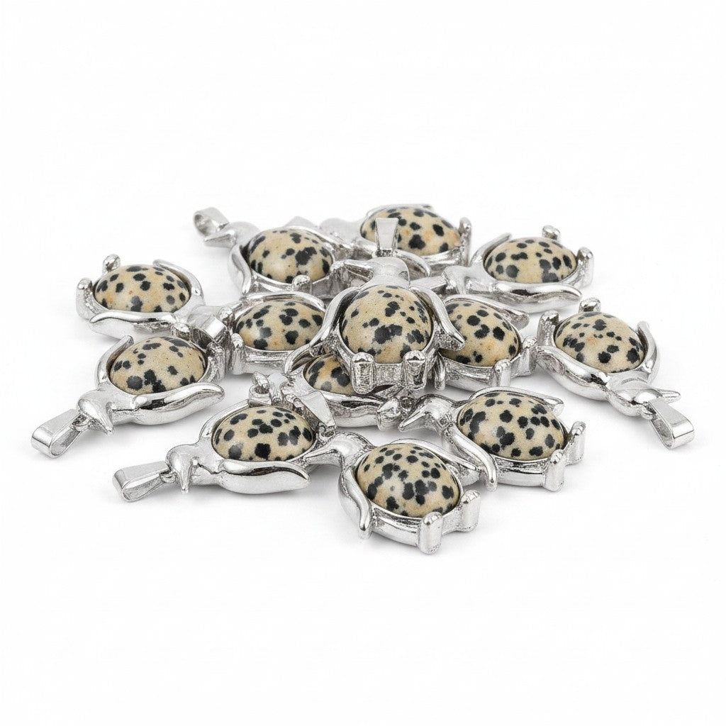 Penguin Gemstone Dalmatian Jasper Pendant
