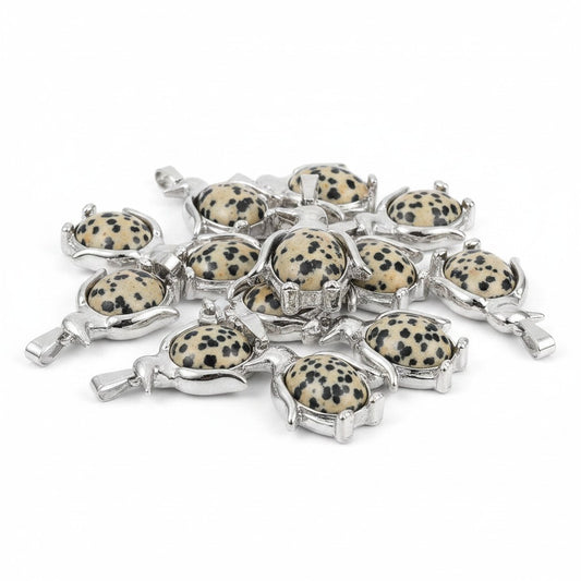 Penguin Gemstone Dalmatian Jasper Pendant