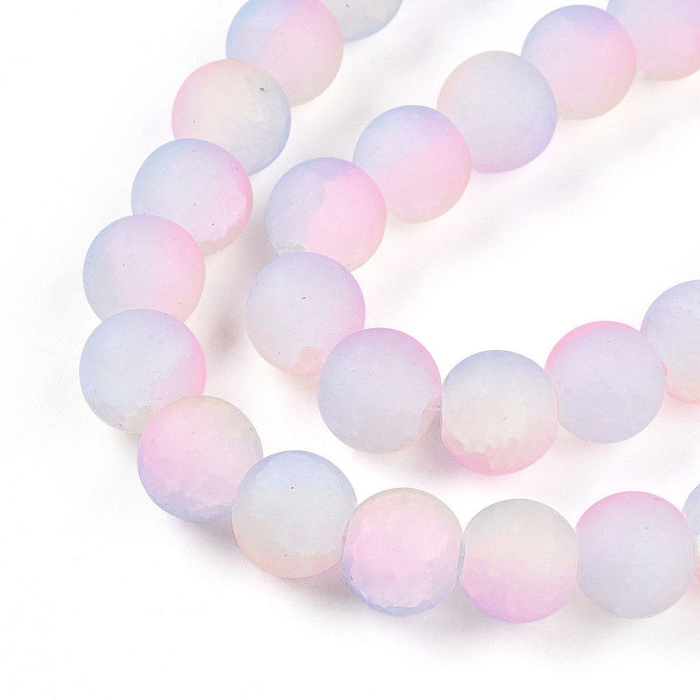 Strand of Plum Pastel Frosted Glass Beads - Size 10mm