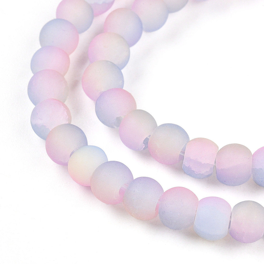 Strand of Plum Crackle Glass Beads - 4mm