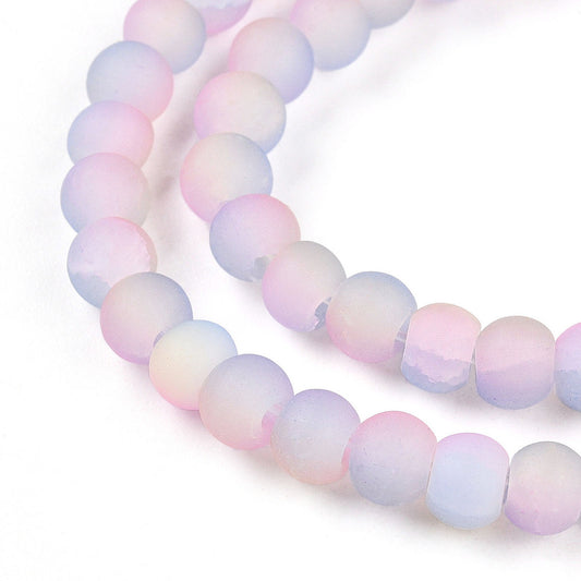 Strand of Plum Crackle Glass Beads - 4mm