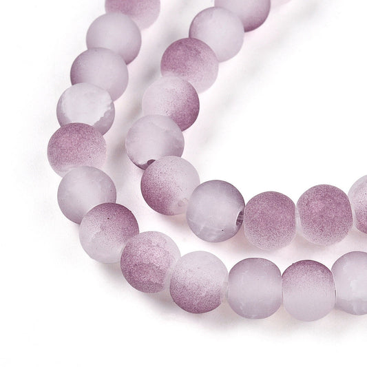 Strand Of Round Two Tone Old Rose Frosted Crackle Beads 6mm
