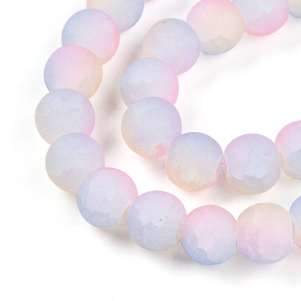 Strand of Glass Crackle Plum Beads - 8mm