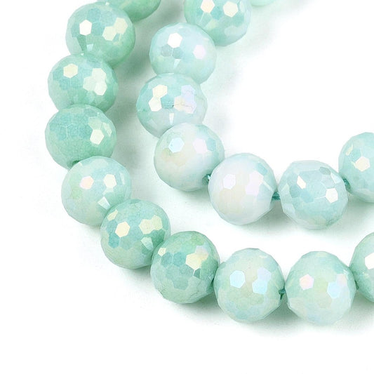 Strand of Faceted Aquamarine Glass Beads - 8mm