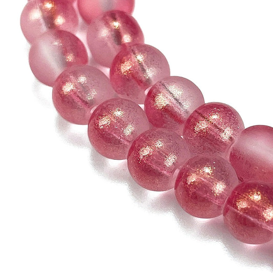 Frosted Round Glass Beads 6mm - Light Coral