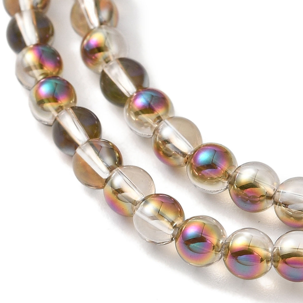 Strand of Electroplate Pearl Violet Glass Beads - 4mm