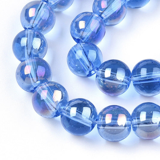 Strand of Blue Glass Beads - Size 8mm
