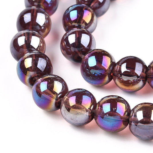 Strand of Burgundy Glass Beads - Size 8mm
