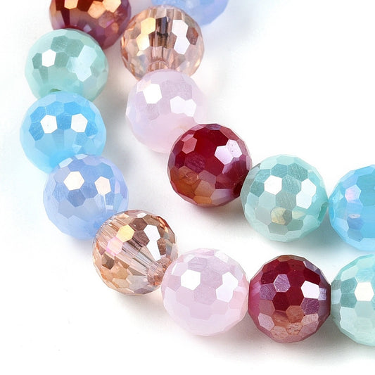 Strand of Faceted Mixed Colour Glass Beads - 8mm
