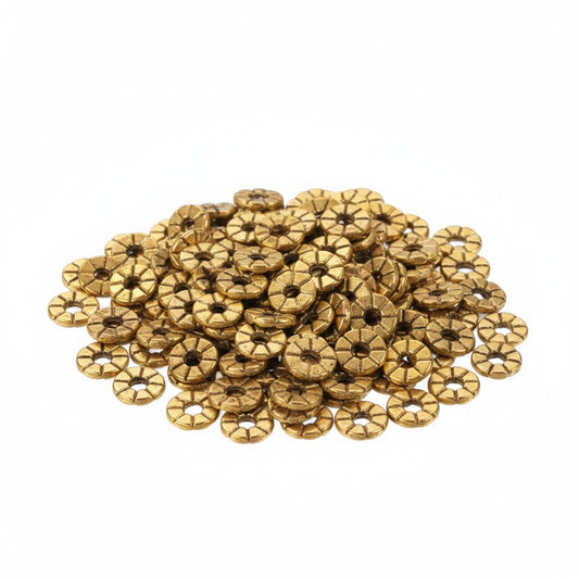 Plum Blossom Antique Golden Spacer Beads - Pack of 20