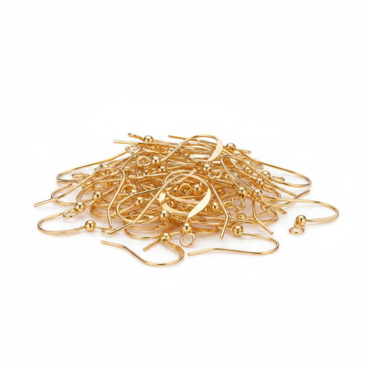 Earring Hooks Gold Tone - Pack of 10 Pairs