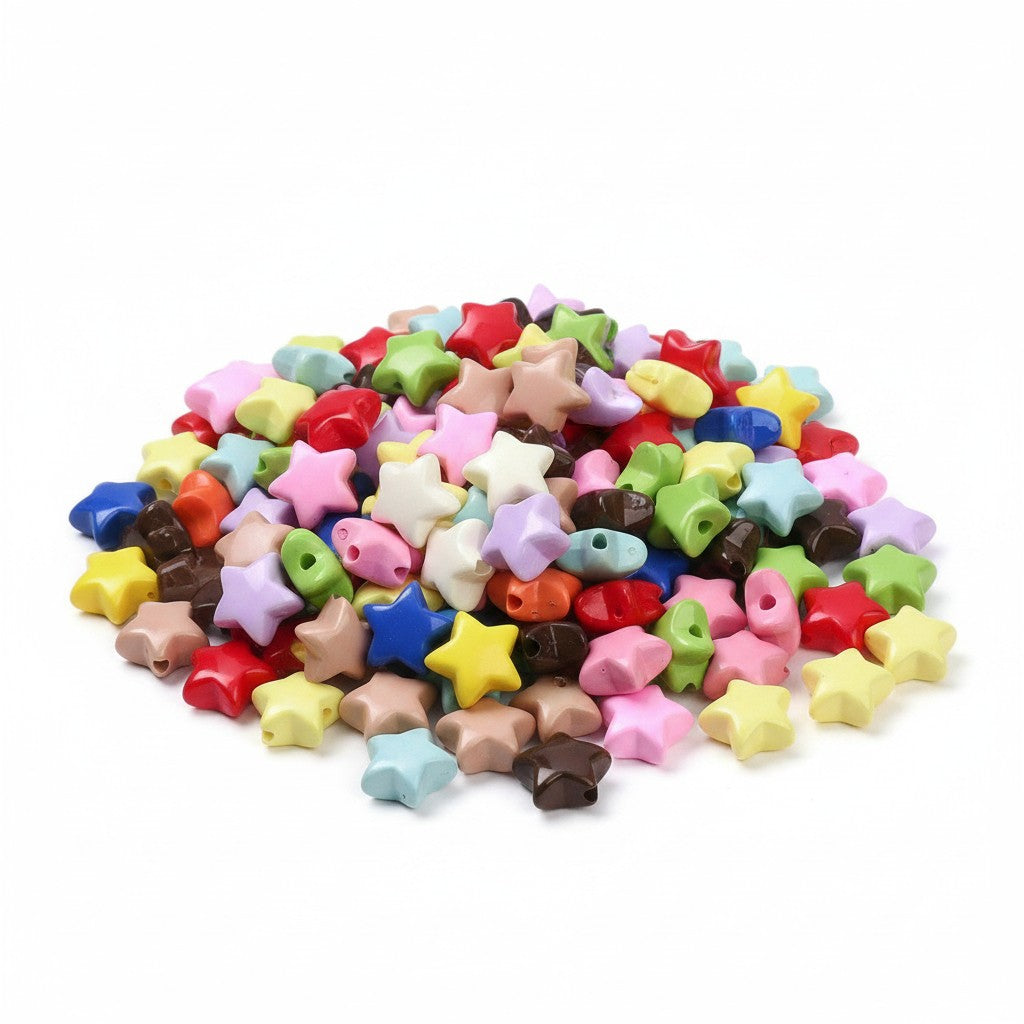 Star Mixed Colour Acrylic Beads - 10 Pack
