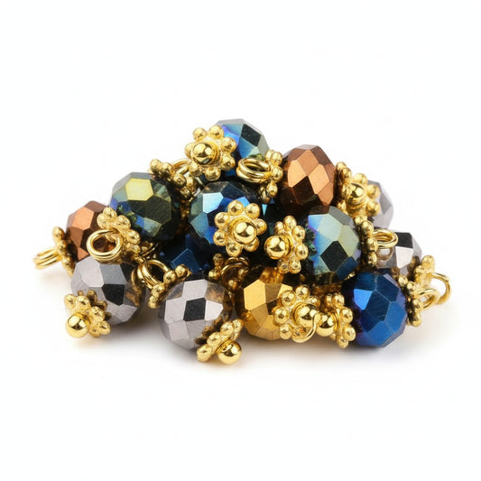 Faceted Electroplate Glass Bead Charm