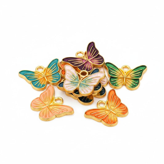 Butterfly Enamel Mixed Charms - Pack of 8
