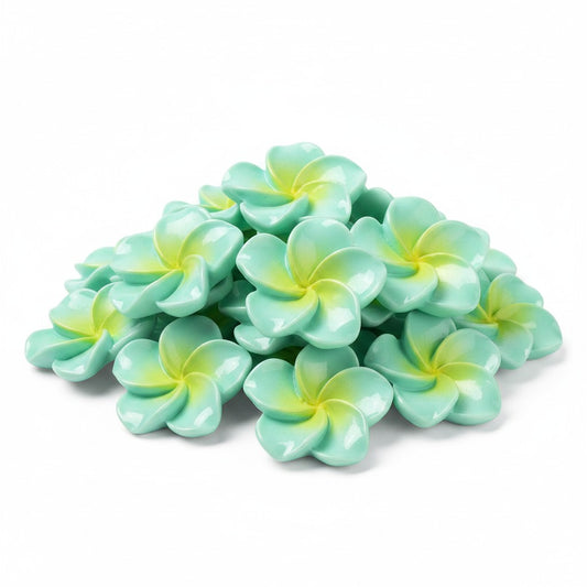 Plumeria Flower Green Embellishment - Pack of 10