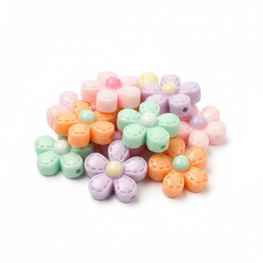 Flower Mixed Colour Embellishments - Pack of 10